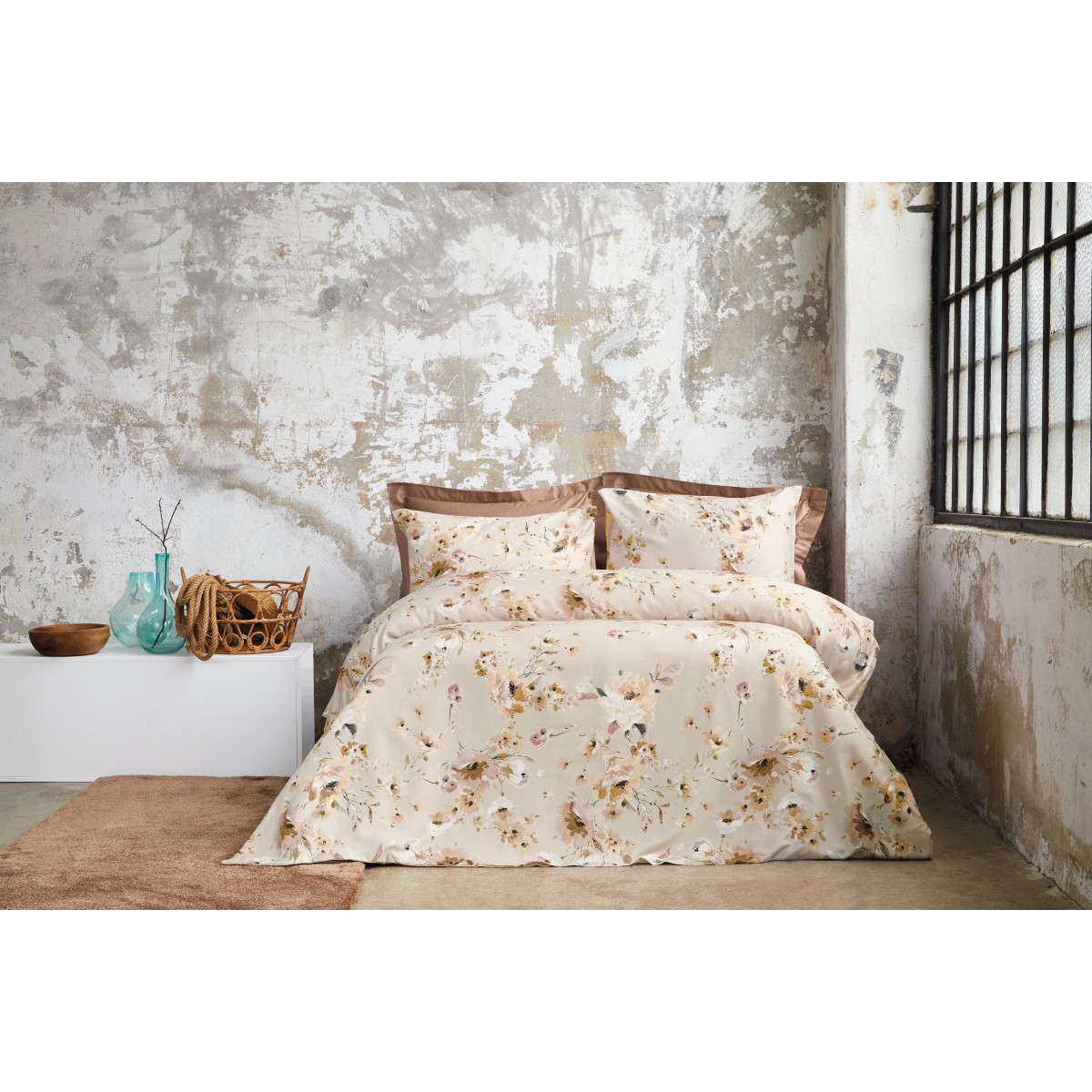 Parure de lit 240X220 cm satin de coton AKI