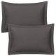 Lot de 2 Taies d'oreiller 50x70 cm satin de coton anthracite