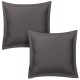 Lot de 2 Taies d'oreiller 63x63 cm satin de coton anthracite