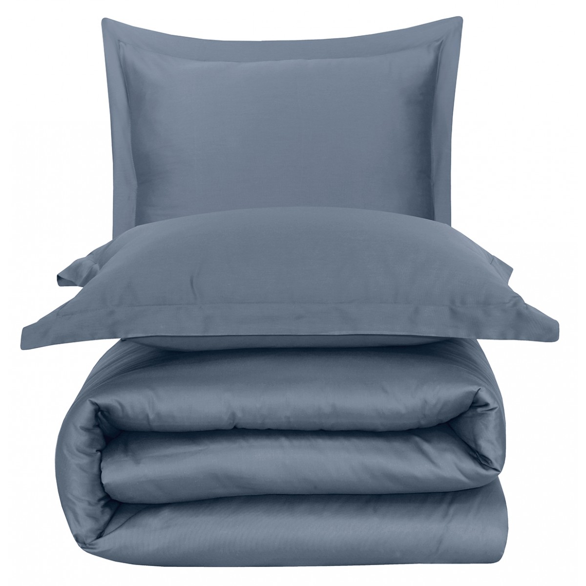 Parure de lit satin de coton bleu