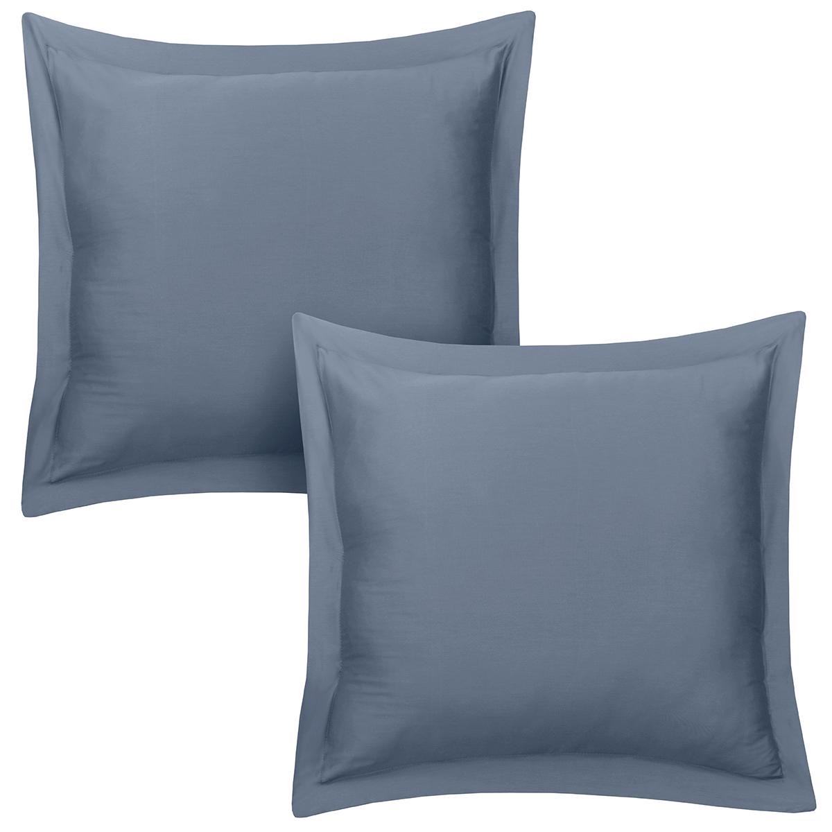 Lot de 2 Taies d'oreiller 63x63 cm satin de coton bleu