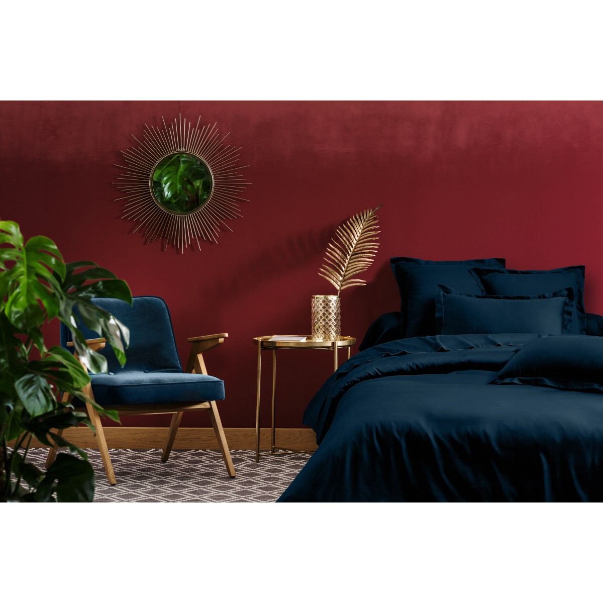 Housse de couette satin de coton Bleu
