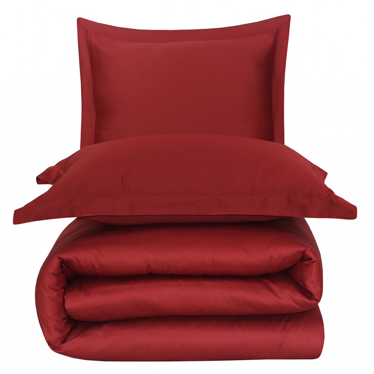 Parure de lit satin de coton bordeaux