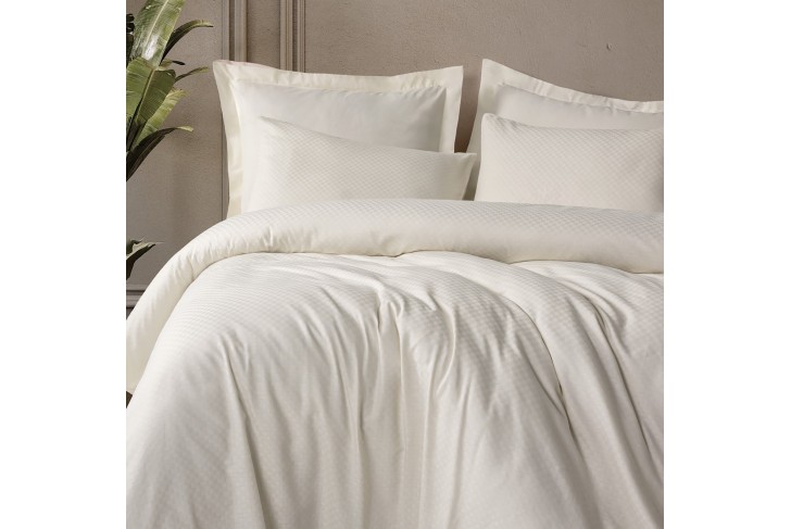 Parure de lit 100% Coton Jacquard crème