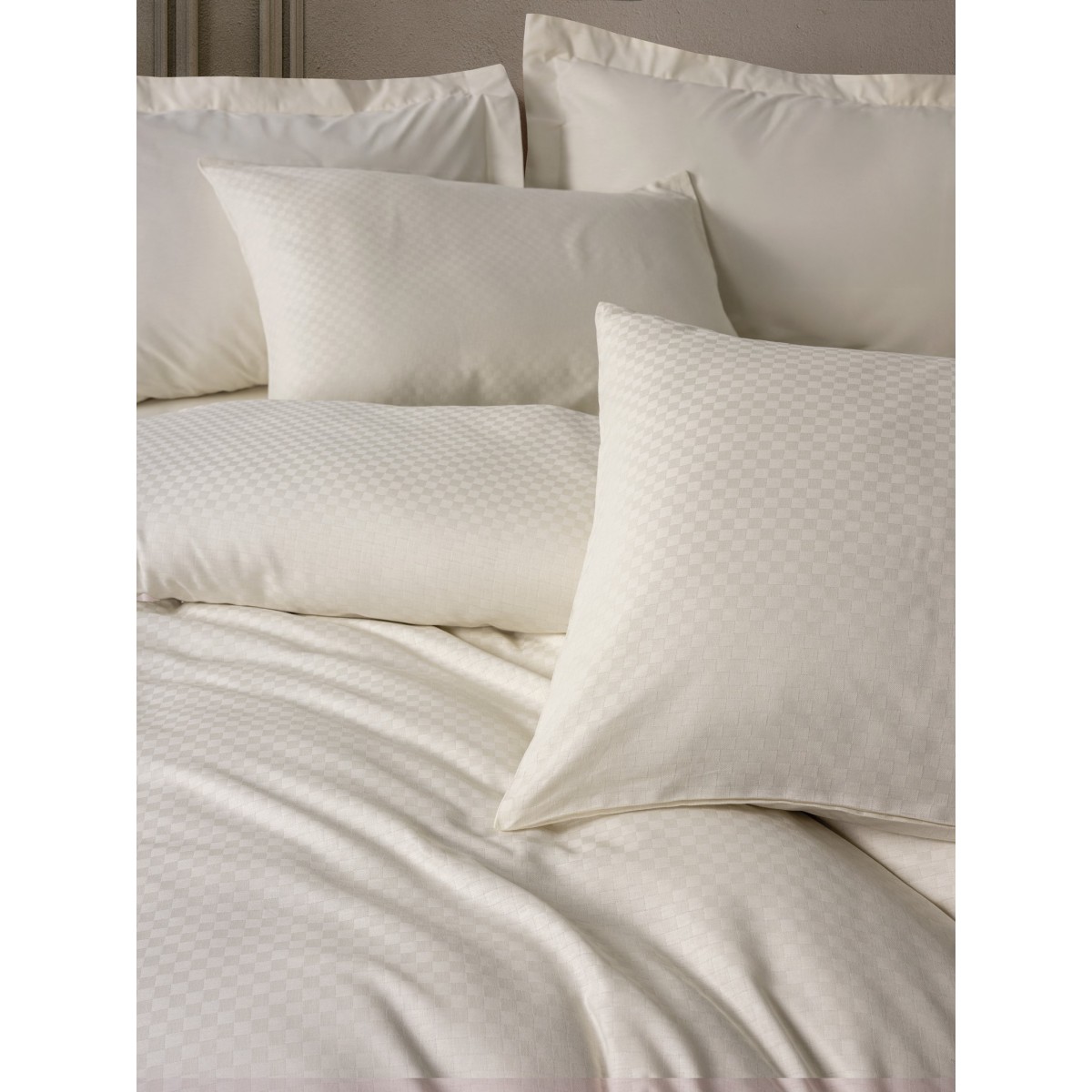 Parure de lit 100% Coton Jacquard crème