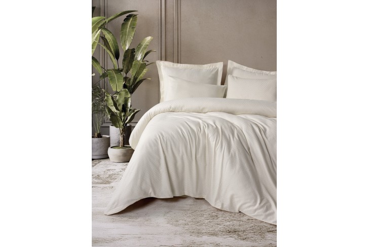 Parure de lit 100% Coton Jacquard crème