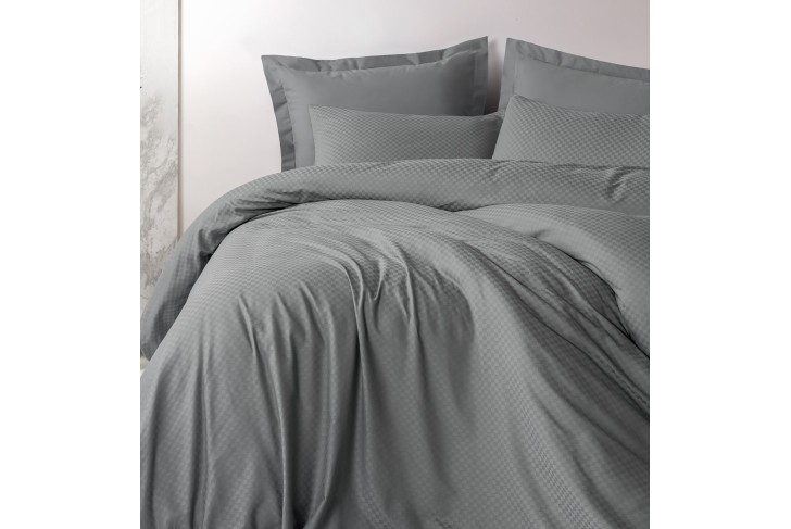 Parure de lit 100% Coton Jacquard gris
