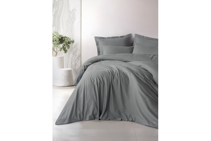 Parure de lit 100% Coton Jacquard gris