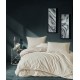 Parure de lit - Satin de coton beige rayé