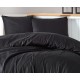 Parure de lit - Satin de coton noir rayé