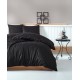 Parure de lit - Satin de coton noir rayé