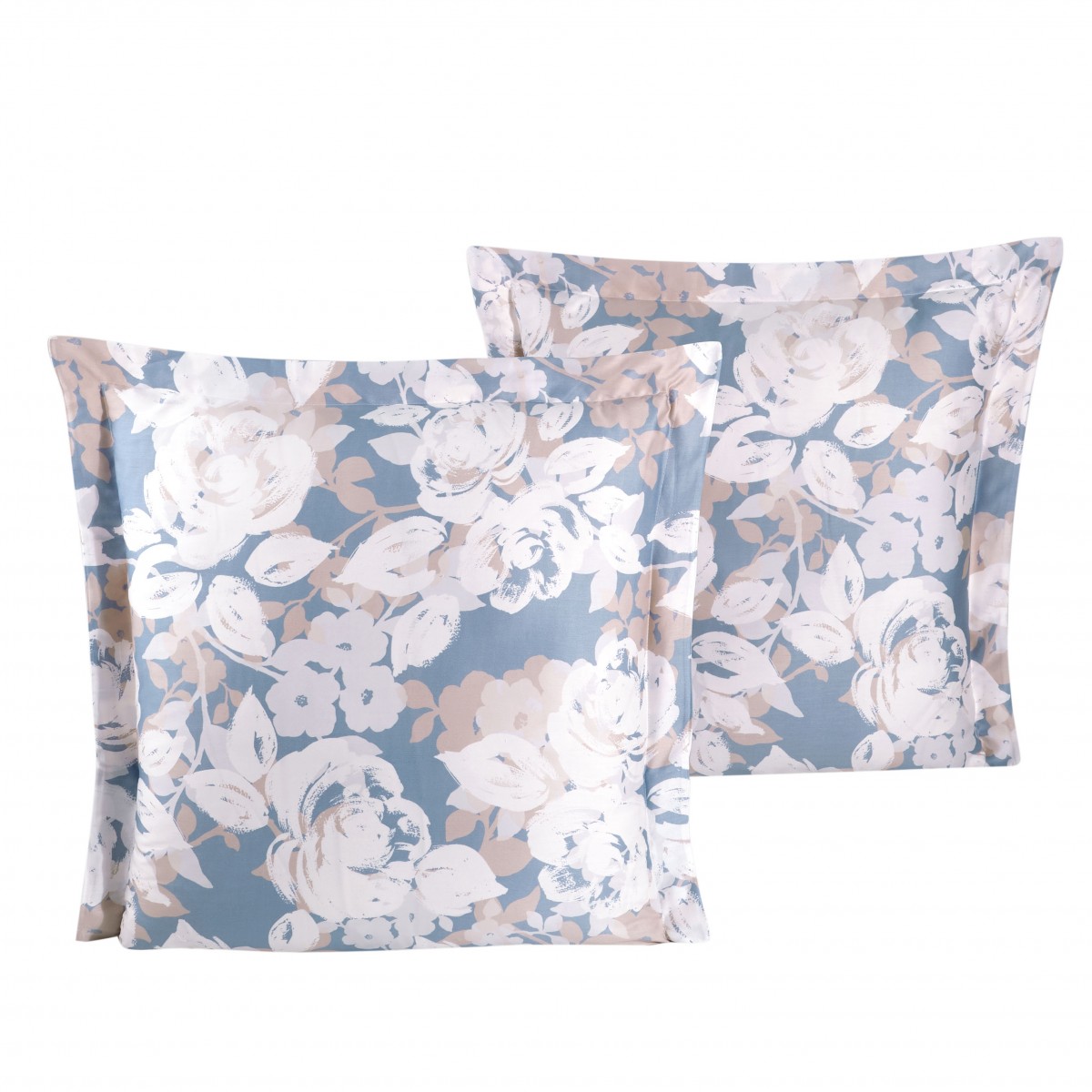 Lot de 2 Taies d'oreiller 63X63 cm satin de coton DECO ROSE