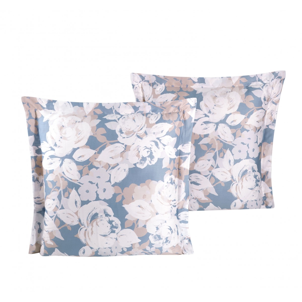 Lot de 2 Taies d'oreiller 63X63 cm satin de coton DECO ROSE
