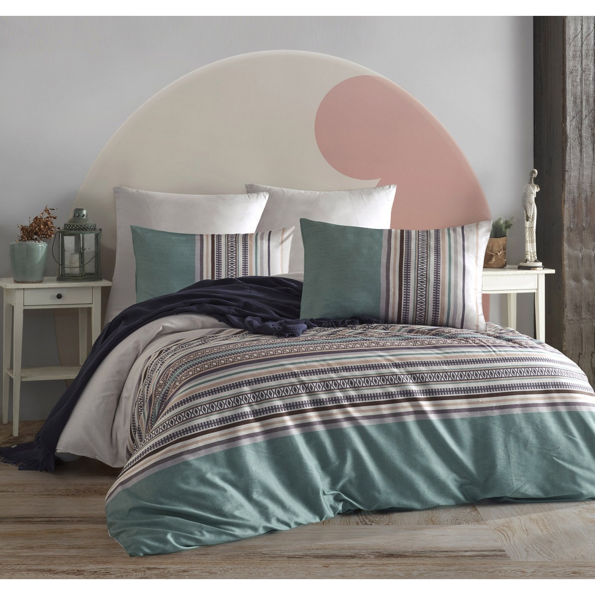 Parure de lit 100% coton ASH-GREEN
