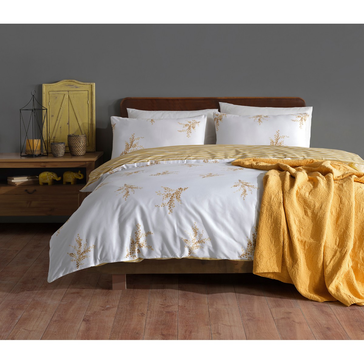 Parure de lit 100% coton MELTEM YELLOW