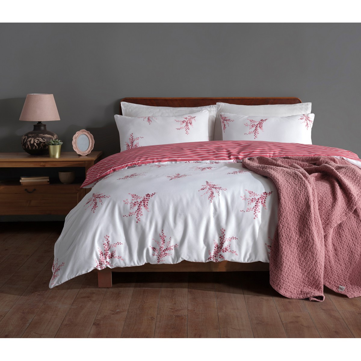 Parure de lit 100% coton MELTEM PINK
