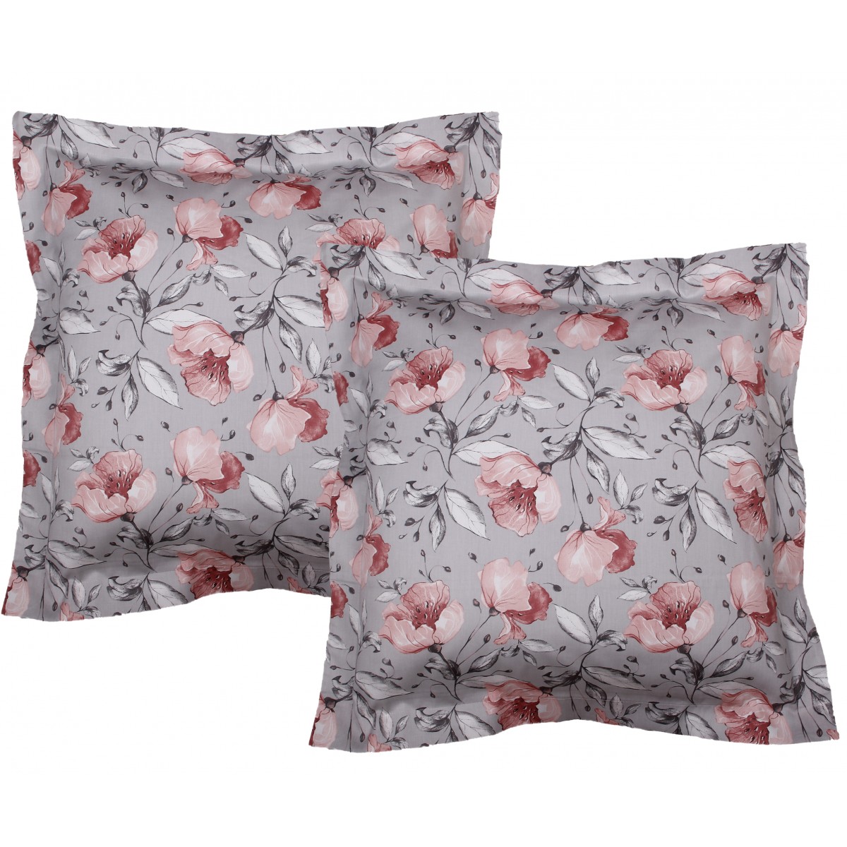 Lot de 2 Taies d'oreiller 63x63 cm satin de coton FLORAL