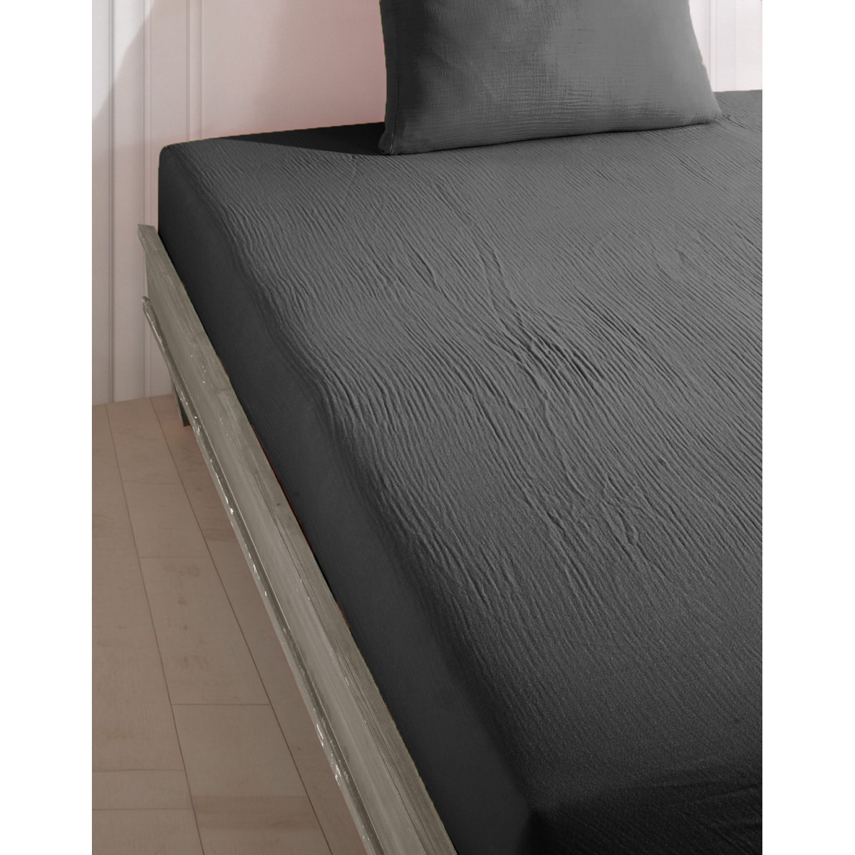 Parure de lit gaze de coton Anthracite