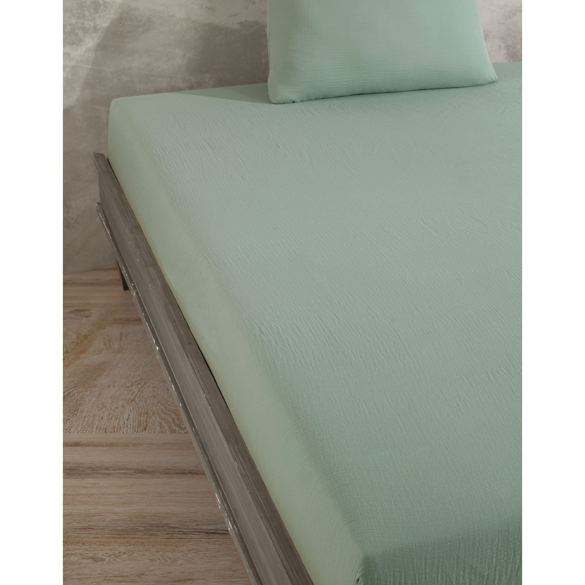 Drap housse gaze de coton CELADON