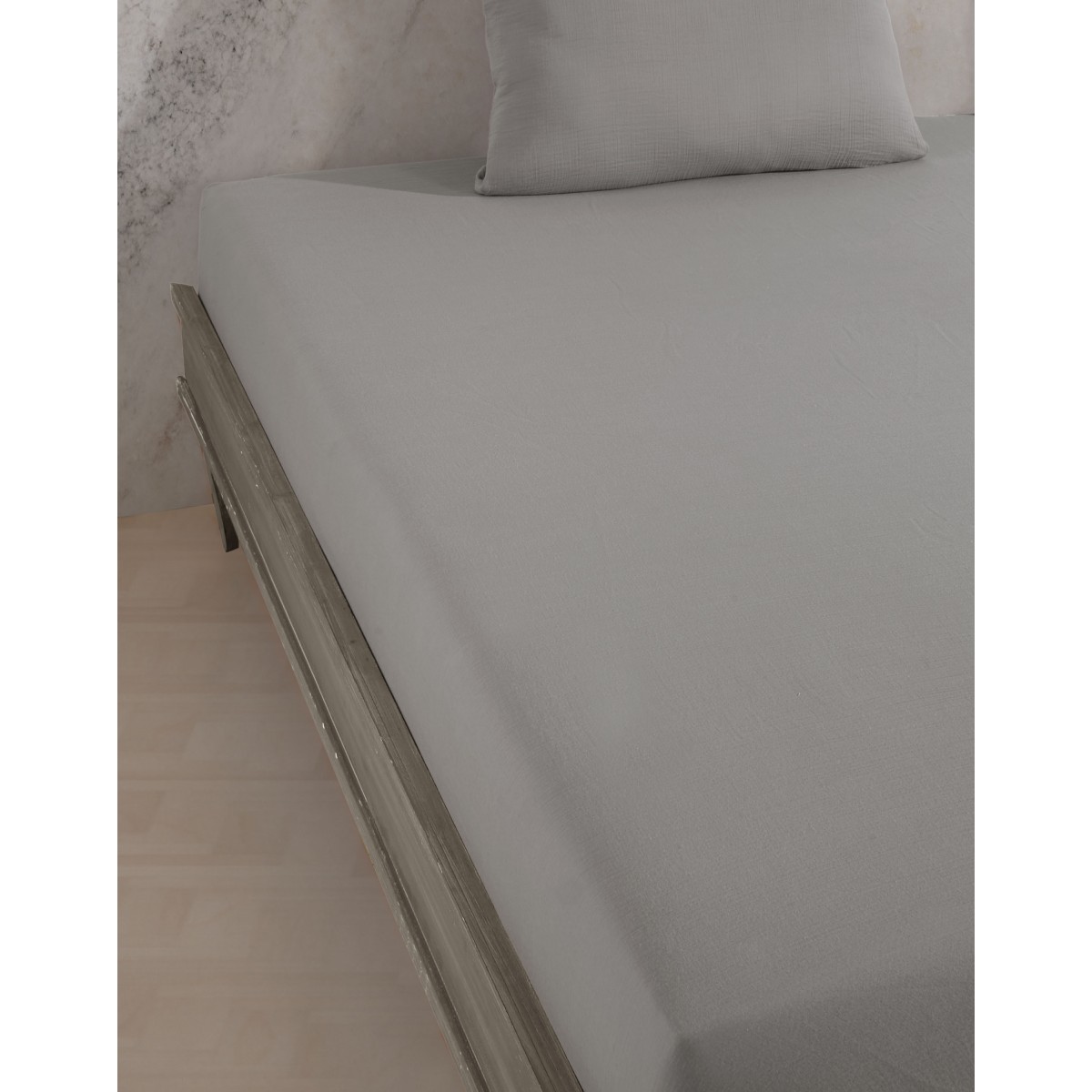Drap housse gaze de coton GRIS