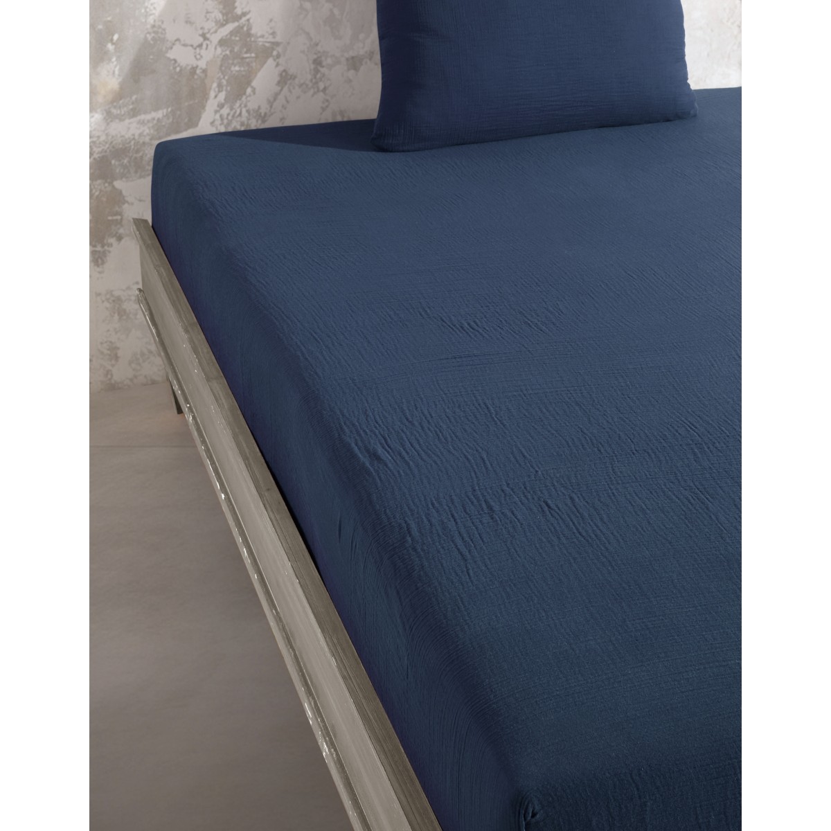 Drap housse gaze de coton MARINE