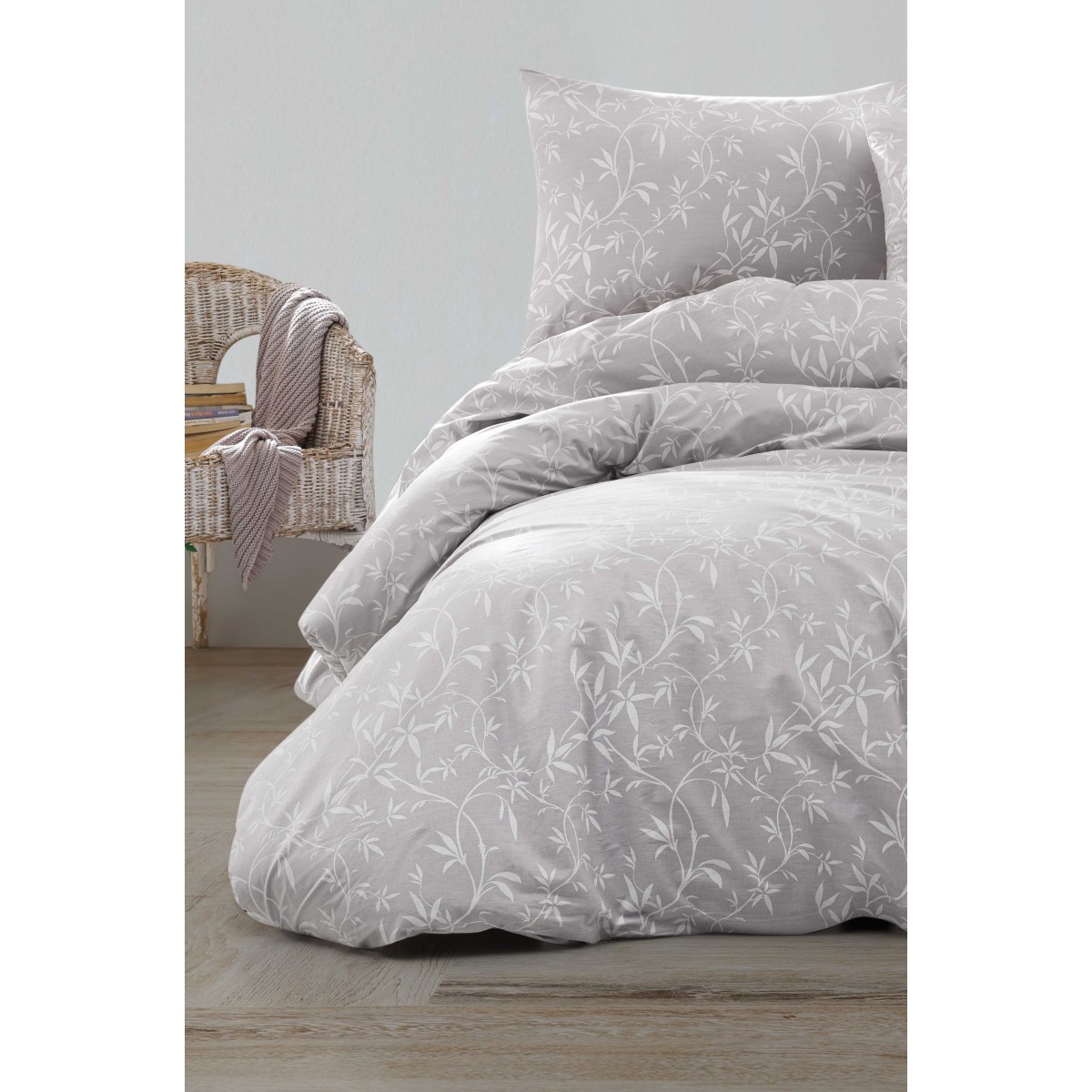 Parure de lit 100%coton DANTE GRIS