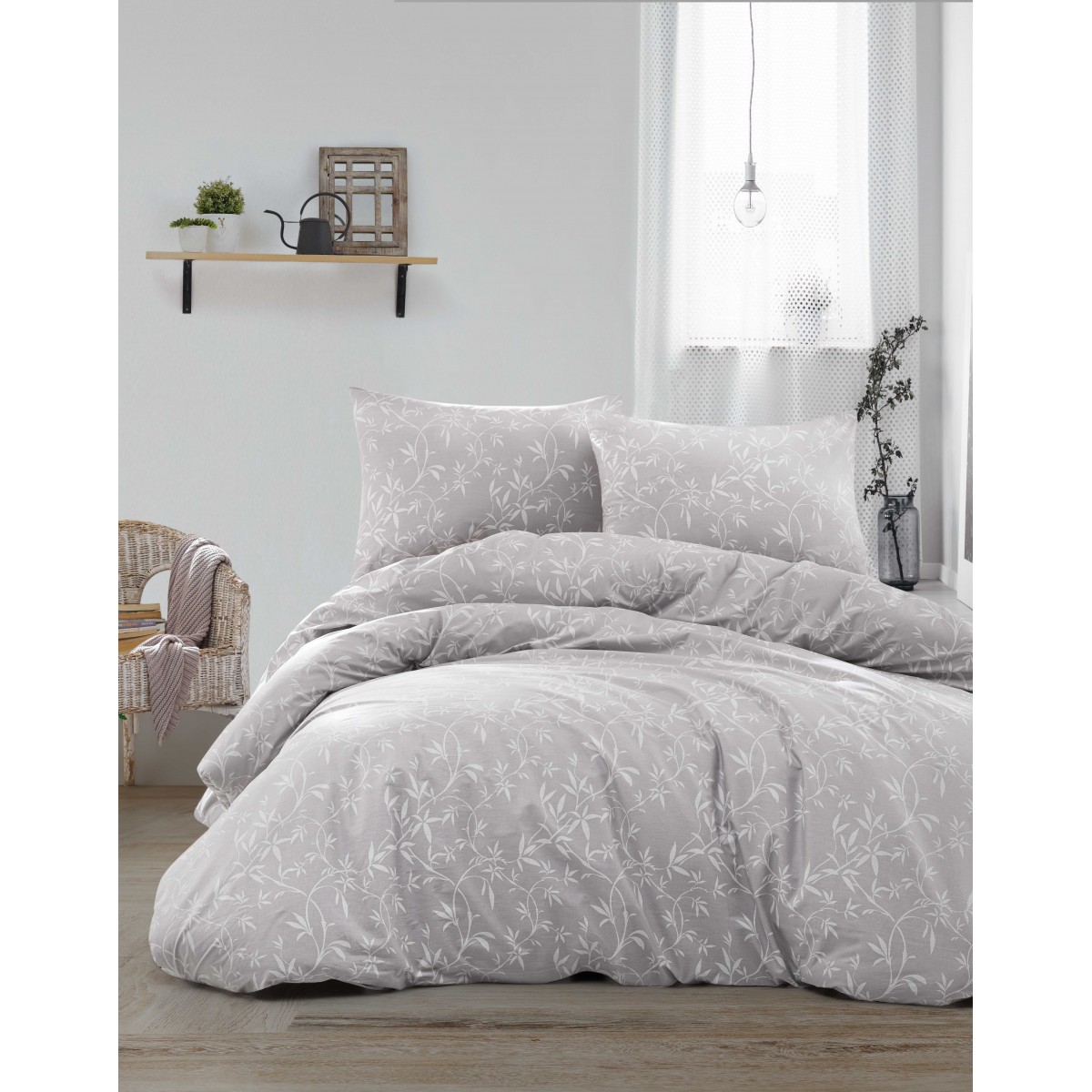Parure de lit 100%coton DANTE GRIS