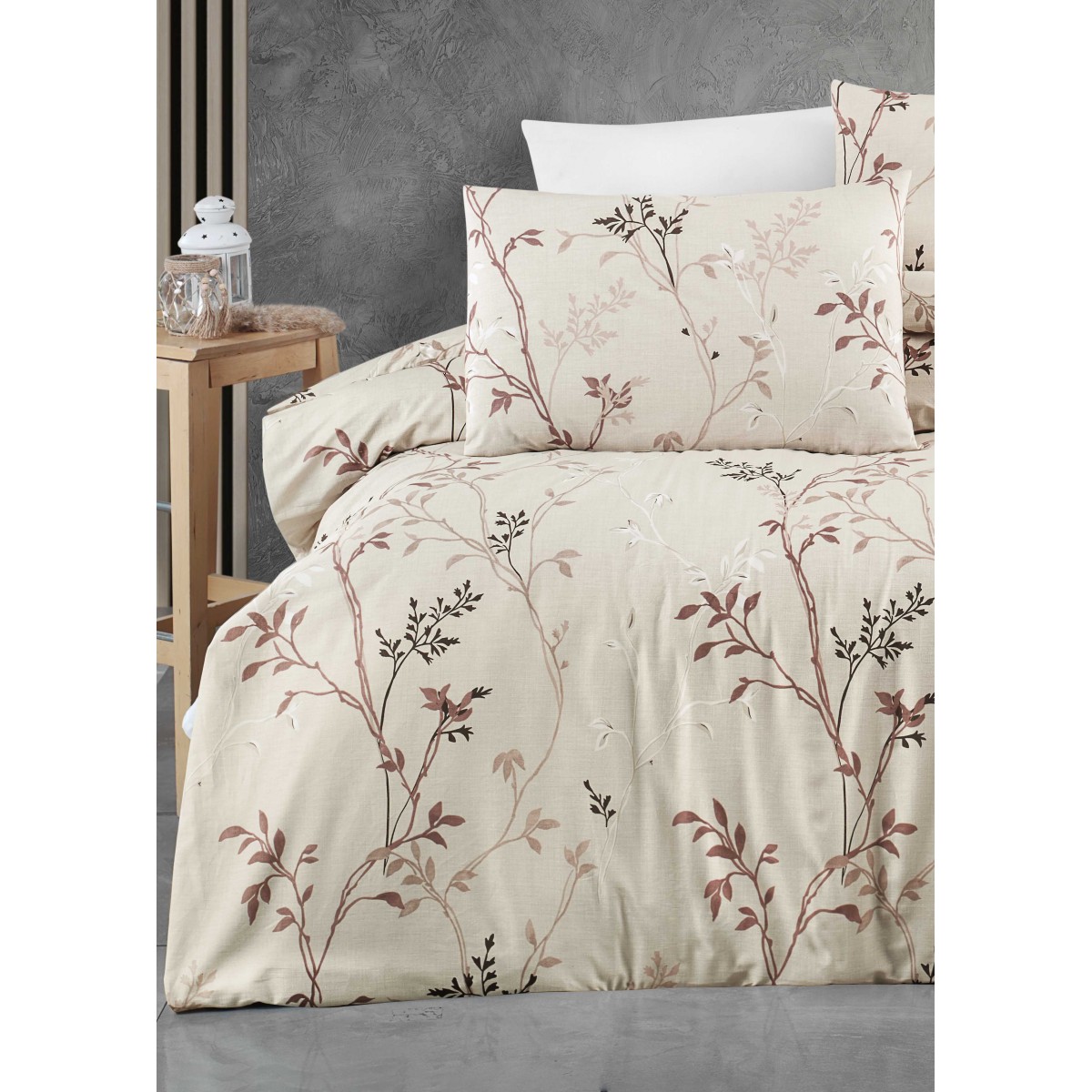 Parure de lit 100%coton FIONA BEIGE
