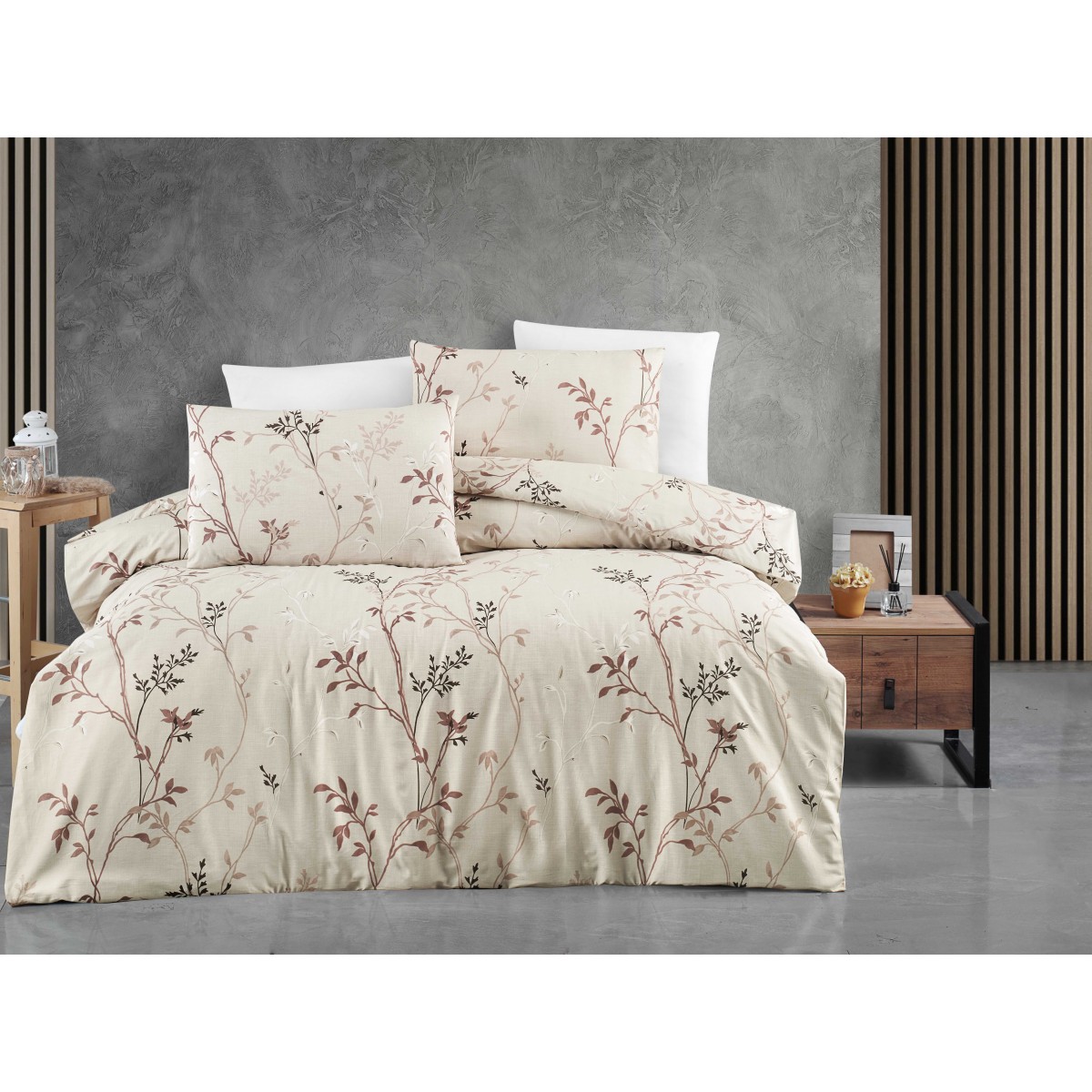 Parure de lit 100%coton FIONA BEIGE