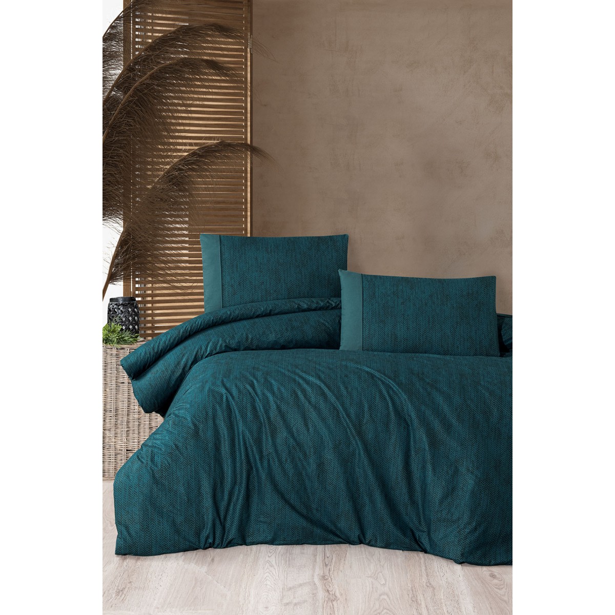 Parure de lit 100% coton EFFECT EMERAUDE