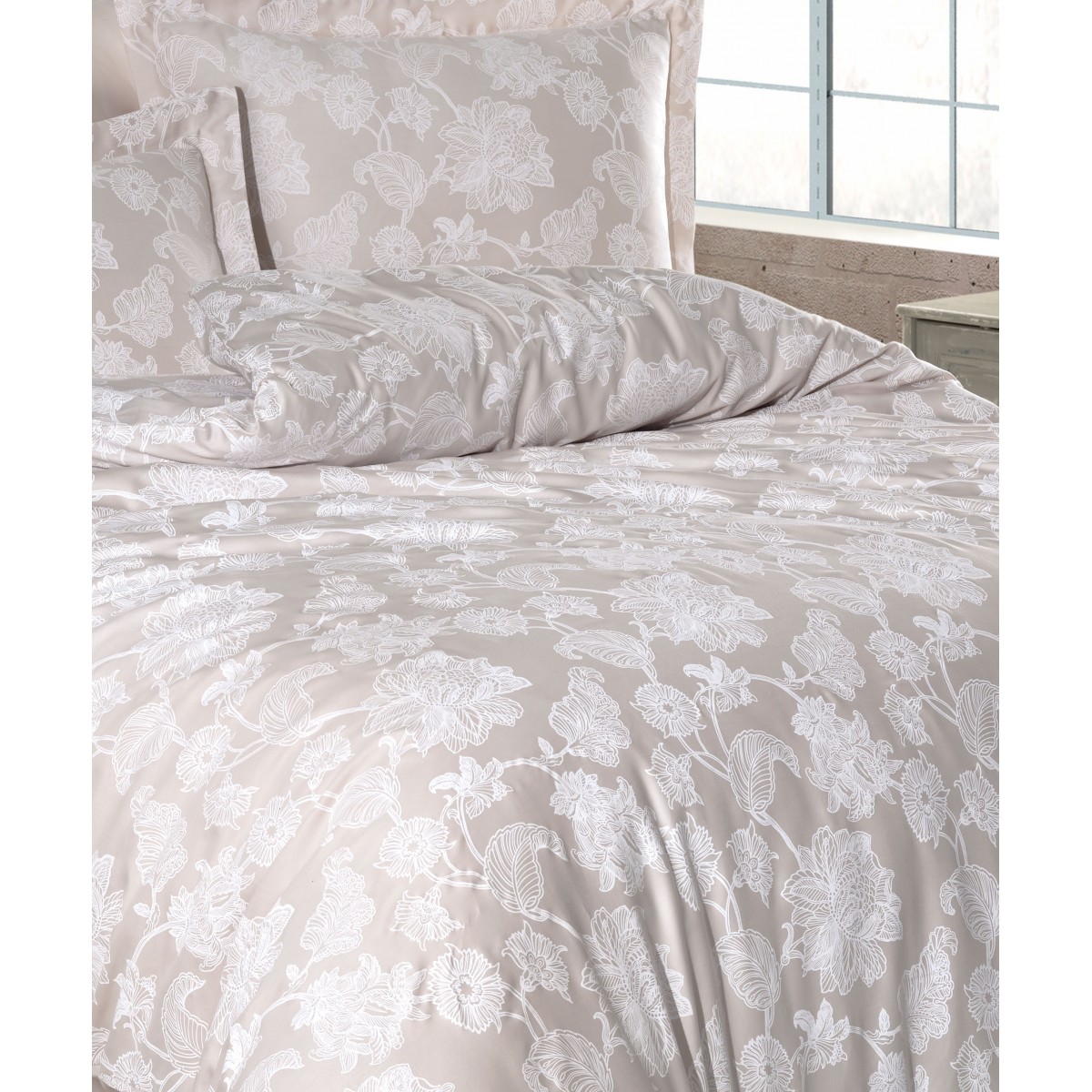 Parure de lit satin de coton SOFIA BEIGE