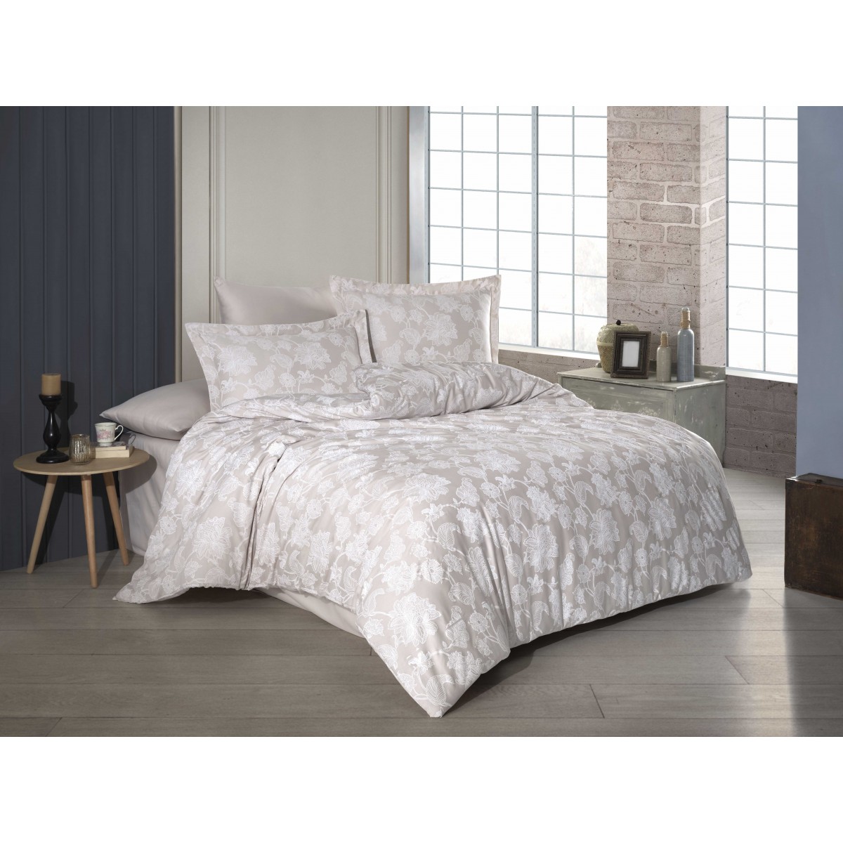Parure de lit satin de coton SOFIA BEIGE