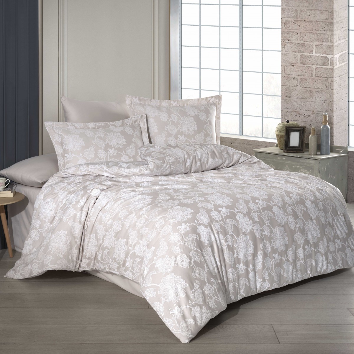 Parure de lit satin de coton SOFIA BEIGE