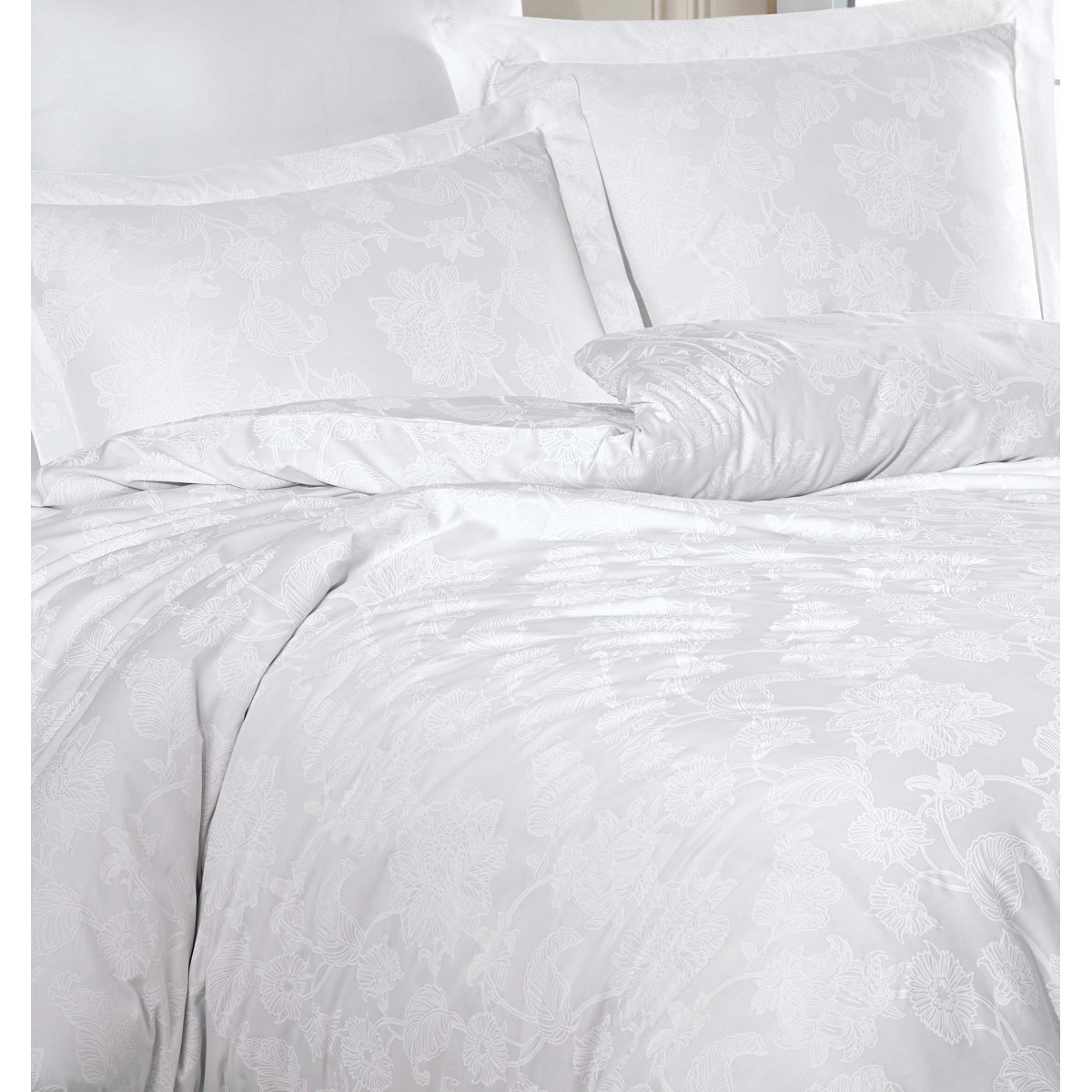 Parure de lit satin de coton SOFIA BLANC