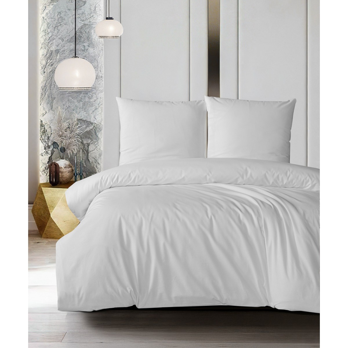 Parure de lit 100% coton BLANC