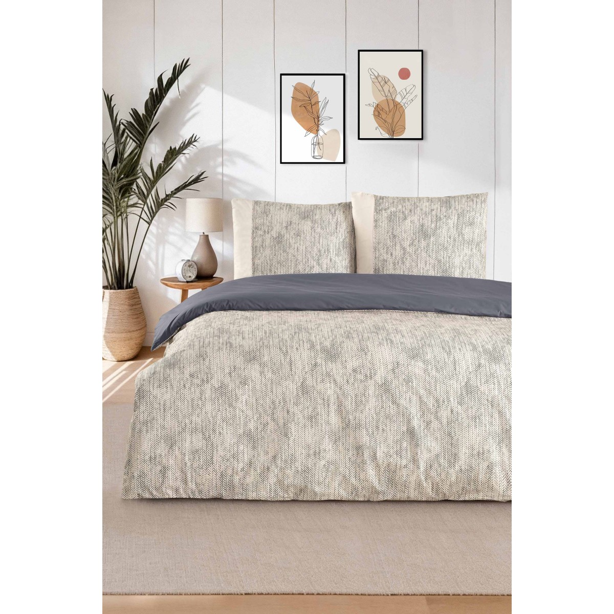 Parure de lit 100% coton CLEMENT BEIGE