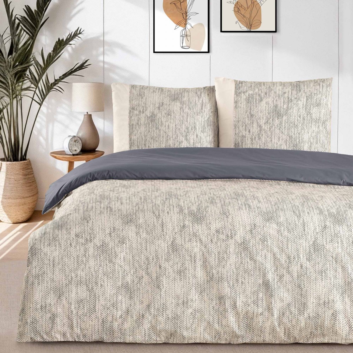 Parure de lit 100% coton CLEMENT BEIGE
