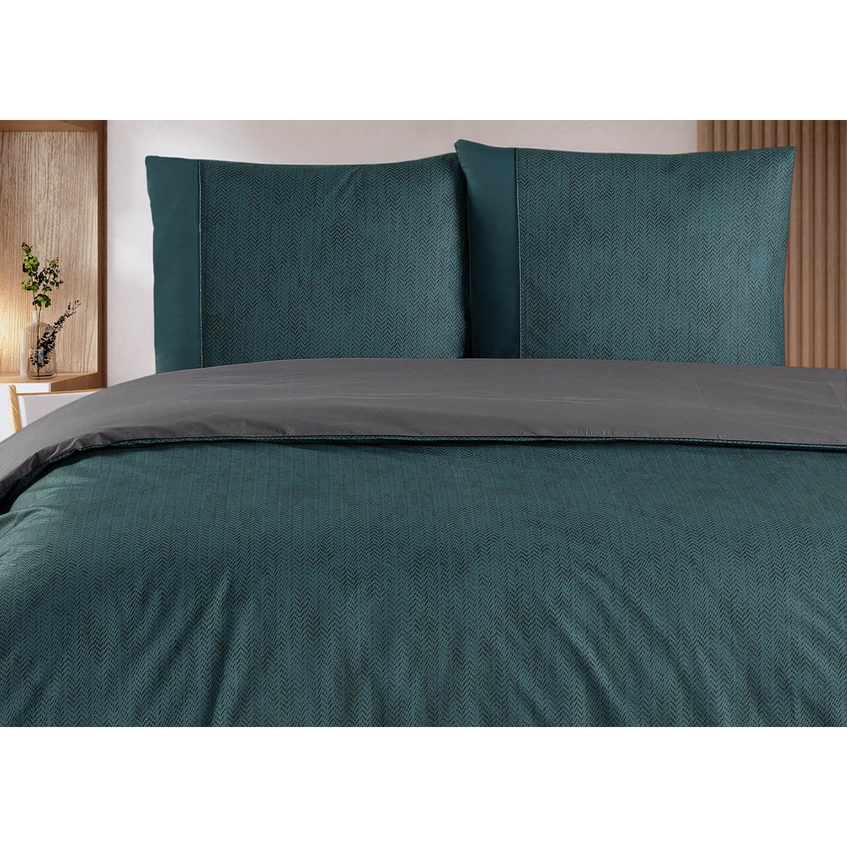 Parure de lit 100% coton CLEMENT EMERAUDE
