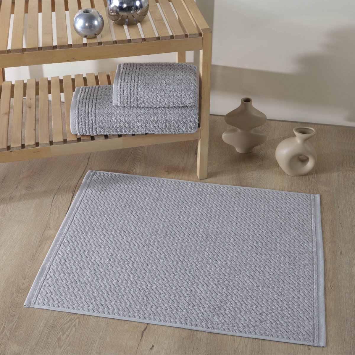 Set de bain éponge 3 pc Serviette 50x90 +70x140 ,  50x70 tapis de bain 750gr/m2 DORE GRIS