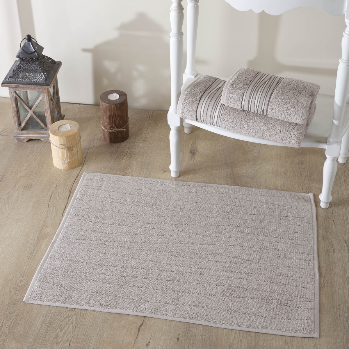 Set de bain éponge 3 pc Serviette 50x90 +70x140 ,  50x70 tapis de bain 750gr/m2 PURE-GRIS