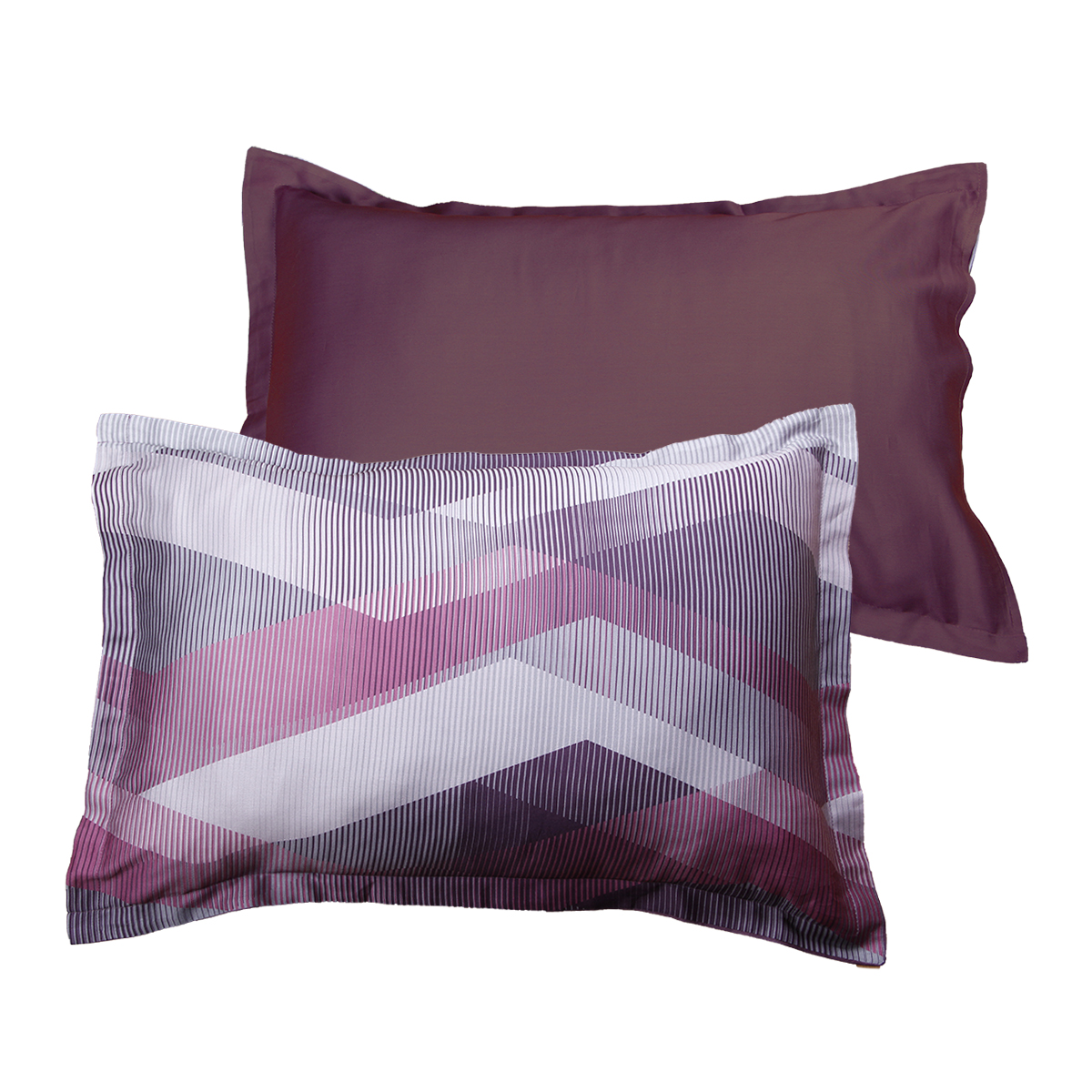 Lot de 2 Taies d'oreiller 50x70 cm satin de coton HELIX PURPLE