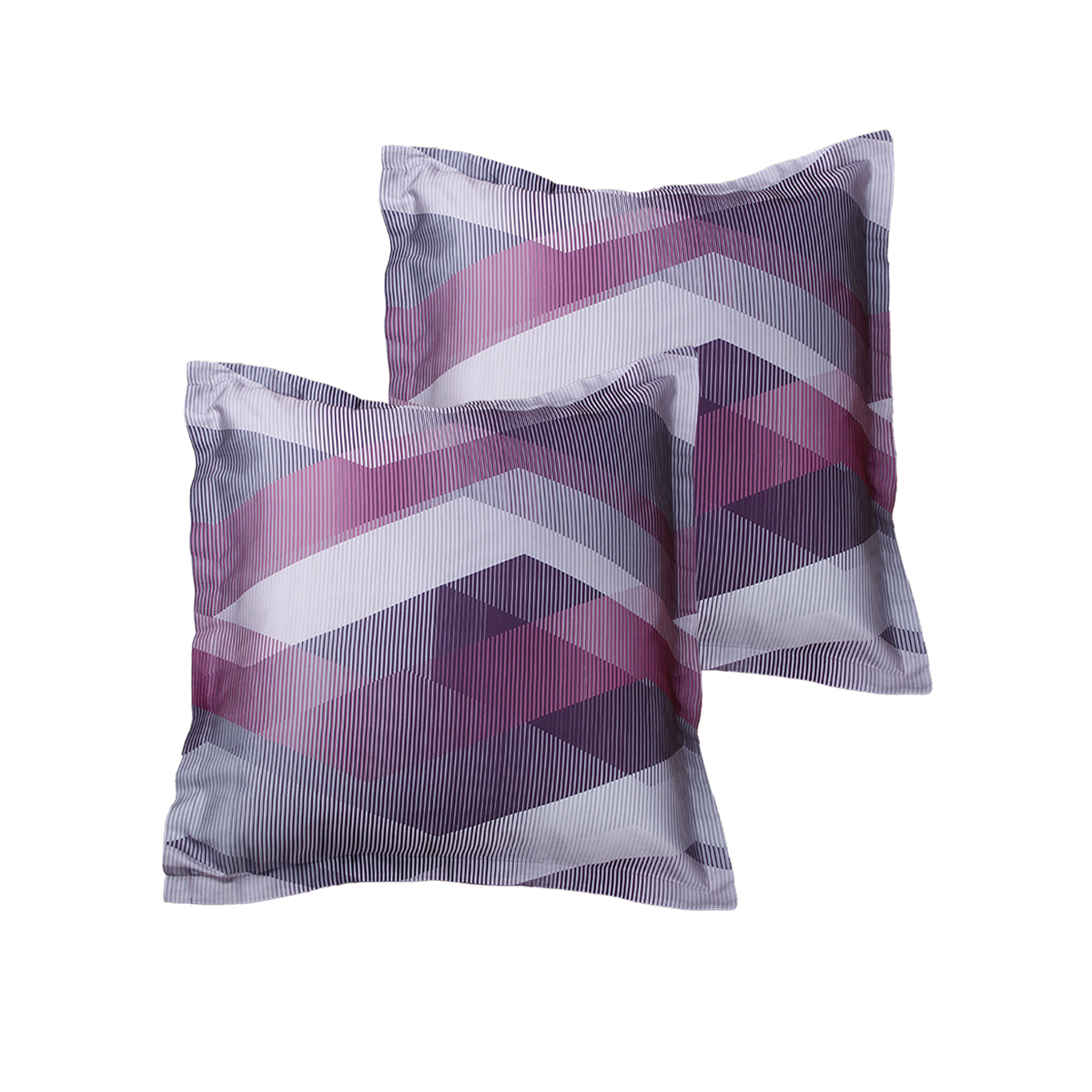 Lot de 2 Taies d'oreiller 63X63 cm satin de coton HELIX PURPLE