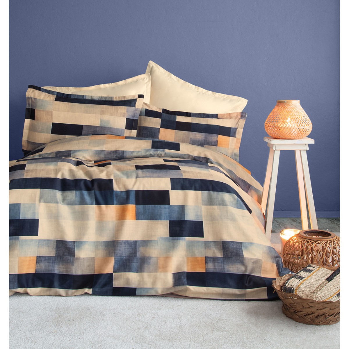 Parure de lit 240X220 cm satin de coton WANG