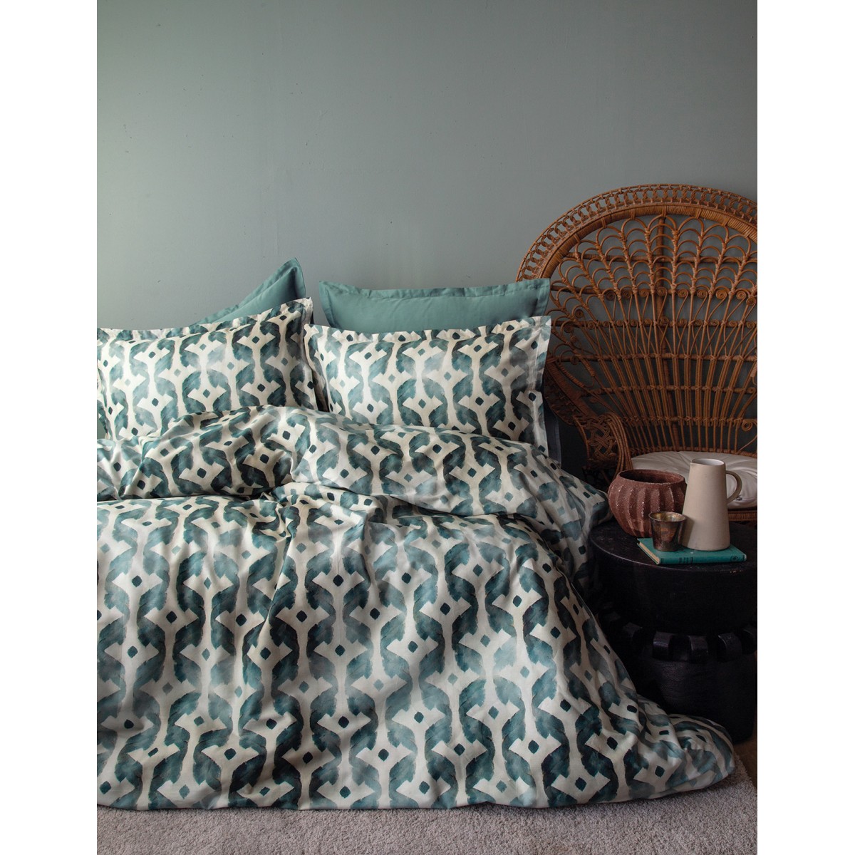 Parure de lit 240X220 cm satin de coton BATIQUE