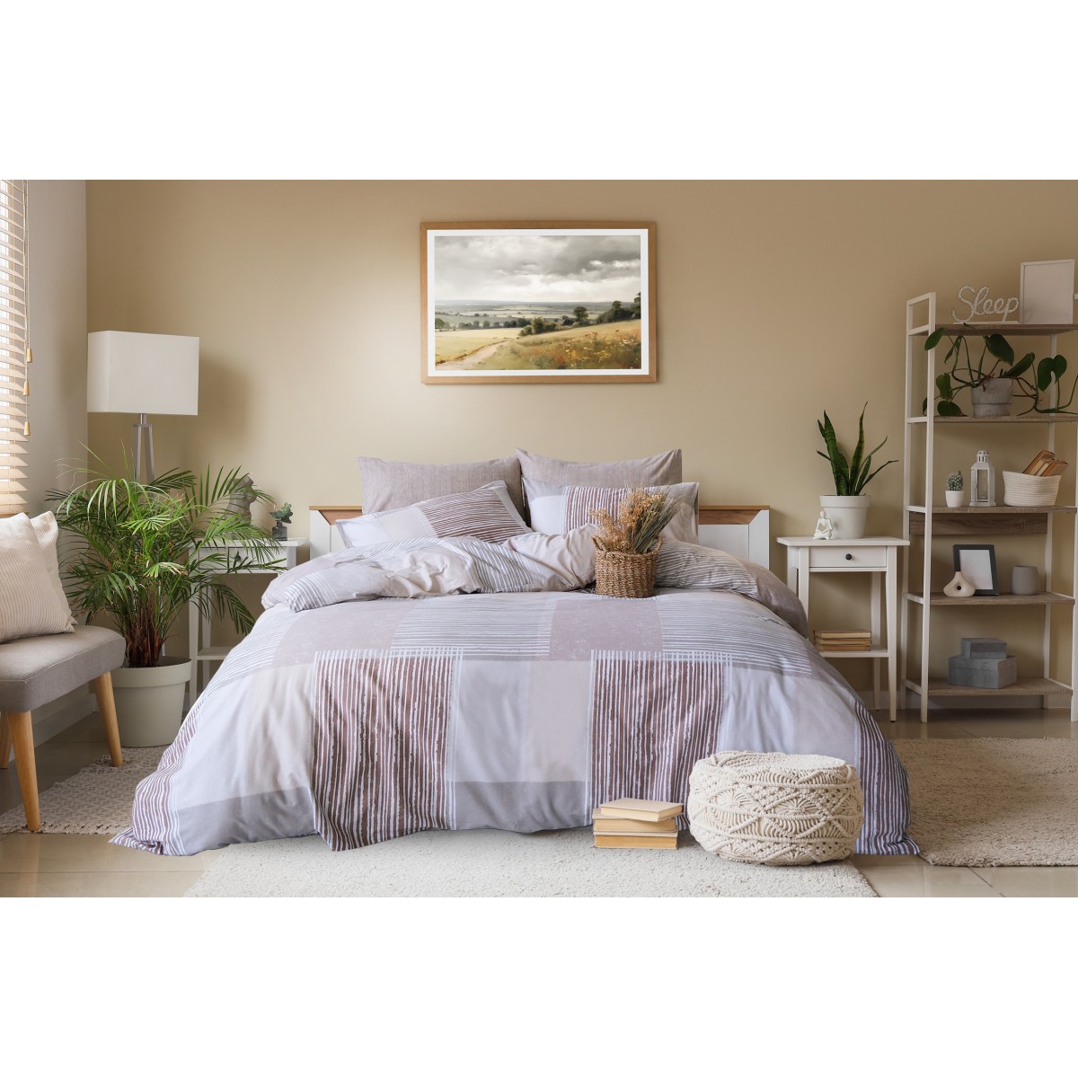Parure de lit 100% coton LATTE