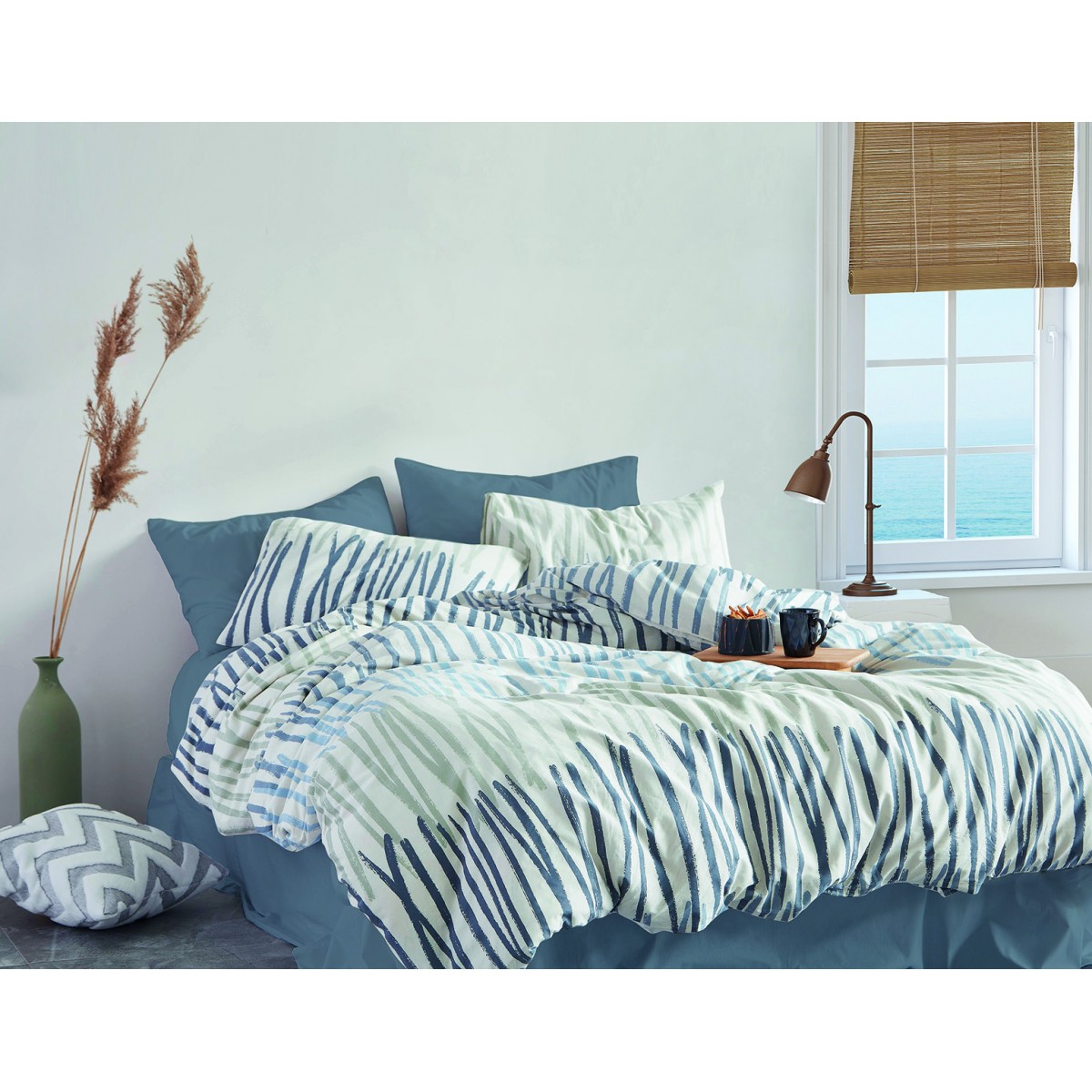Parure de lit 100% coton LINEA BLEU