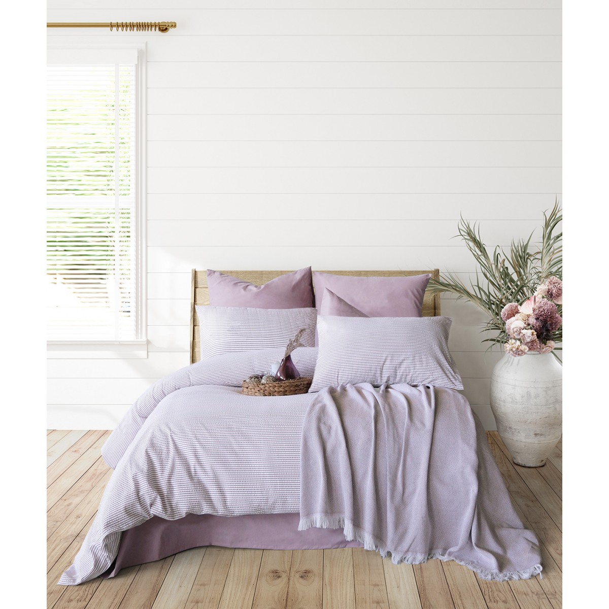 Parure de lit 100% coton MARIBEL MAUVE