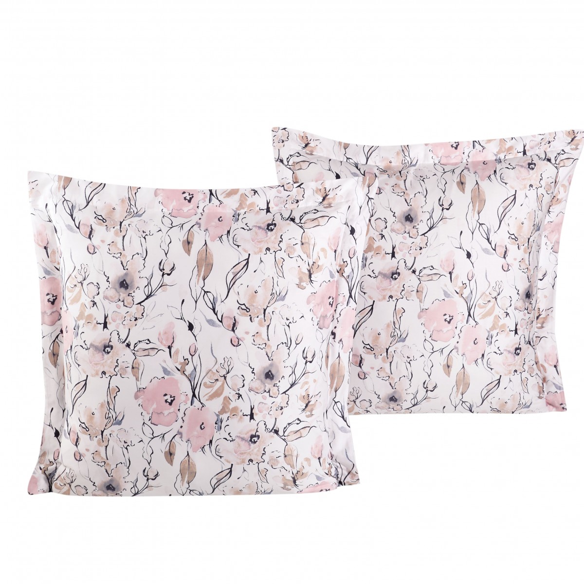 Lot de 2 Taies d'oreiller 63X63 cm satin de coton JOCELINE