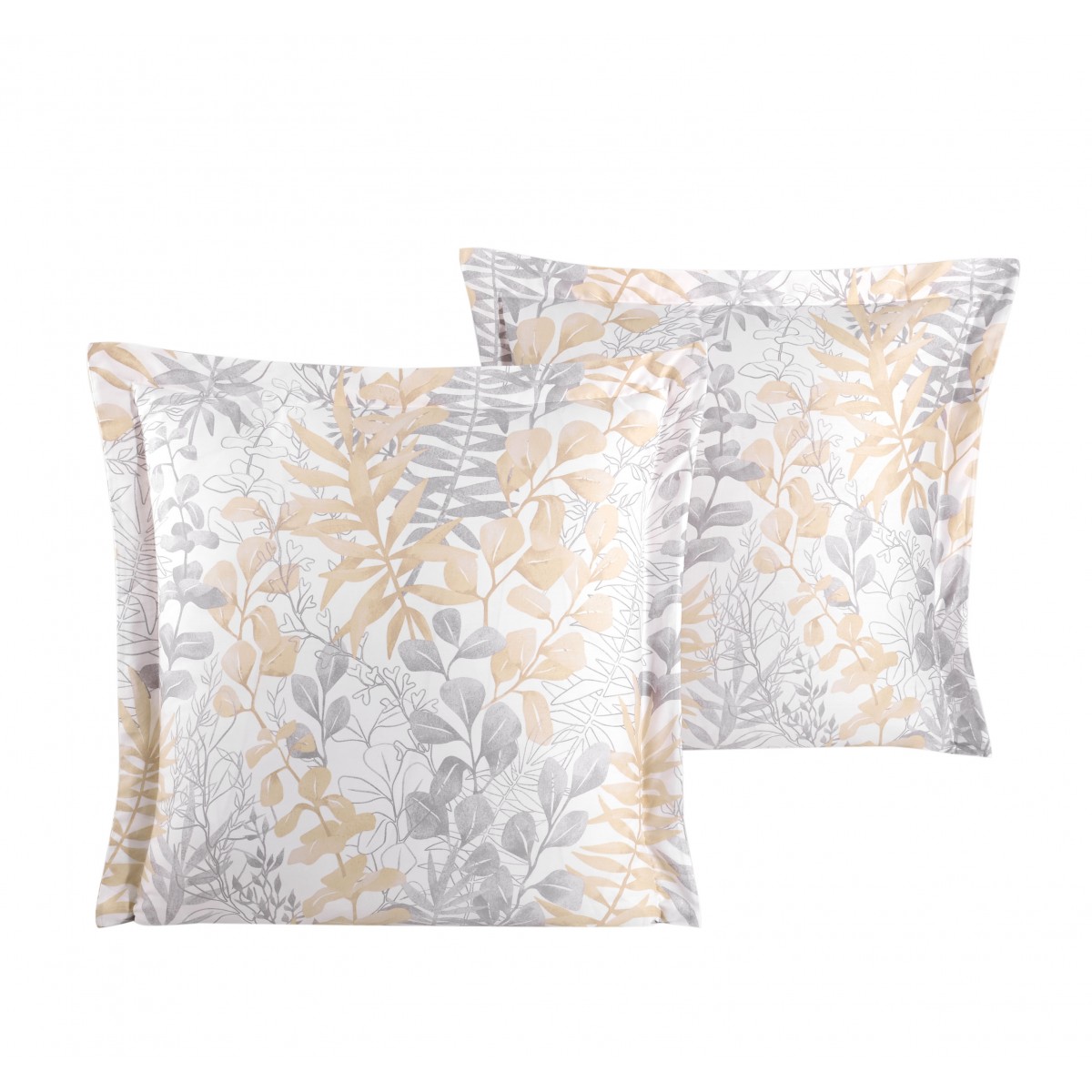 Lot de 2 Taies d'oreiller 63X63 cm satin de coton OCCALE BEIGE