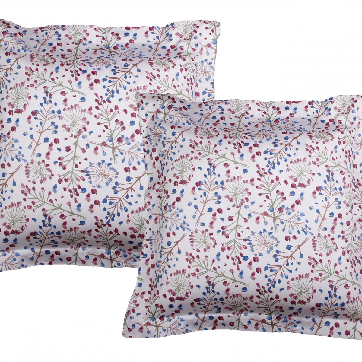 Lot de 2 Taies d'oreiller 63x63 cm satin de coton OMBELLIFERE